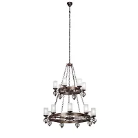 Люстра подвесная V1842-1/9+6 Vitaluce белая на 15 ламп, основание бронзовое в стиле кантри ковка Люстра подвесная V1842-1/9+6 Vitaluce белая на 15 ламп, основание бронзовое в стиле кантри ковка